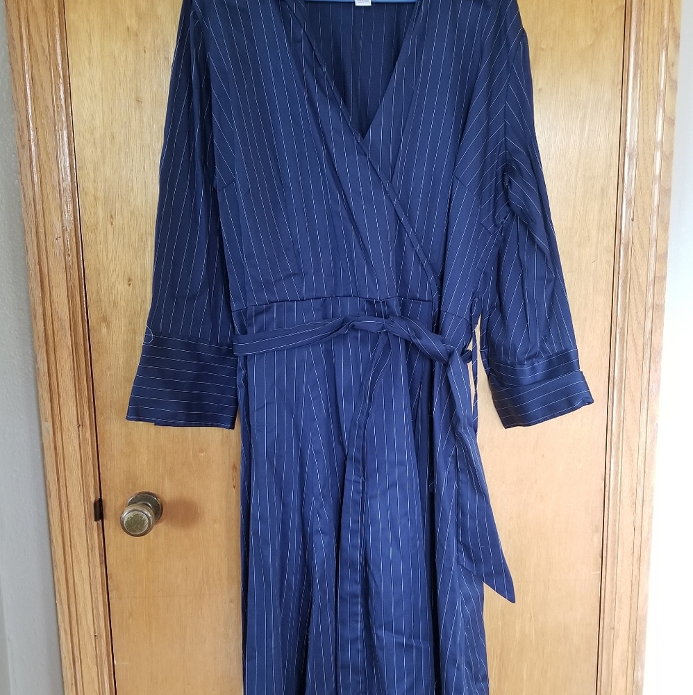 JG Hook 20W Pinstripe Faux Wrap Dress